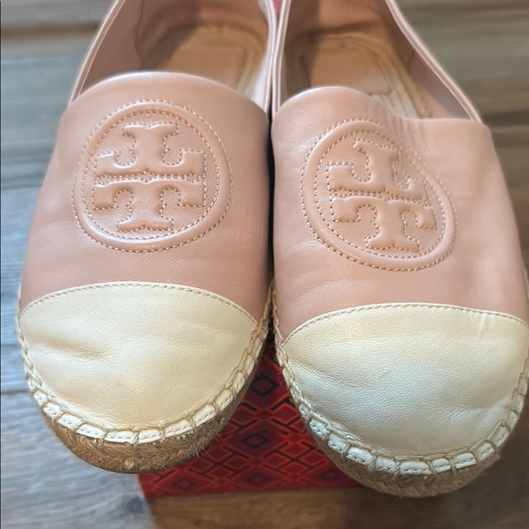 Tory Burch Pink Cream Leather Espadrille Flats — gently used with box - Picture 11 of 13
